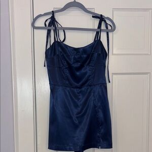 Elegant Navy Satin Mini Dress